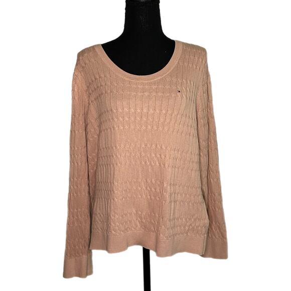 Tommy Hilfiger Women’s Light Pink Cable Knit Sweater, XL, Pre-ownedpom - Picture 1 of 4